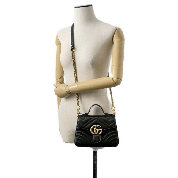 9674172 04 Gucci GG Marmont Mini Top Handle Bag 2WAY Black