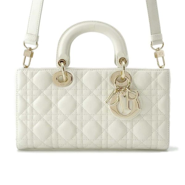 9674240 01 Christian Dior D Joy Lambskin Medium Handbag White