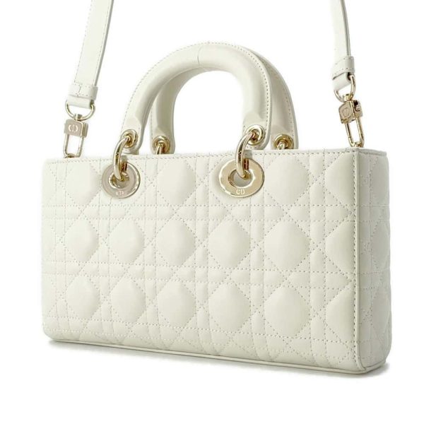 9674240 02 Christian Dior D Joy Lambskin Medium Handbag White