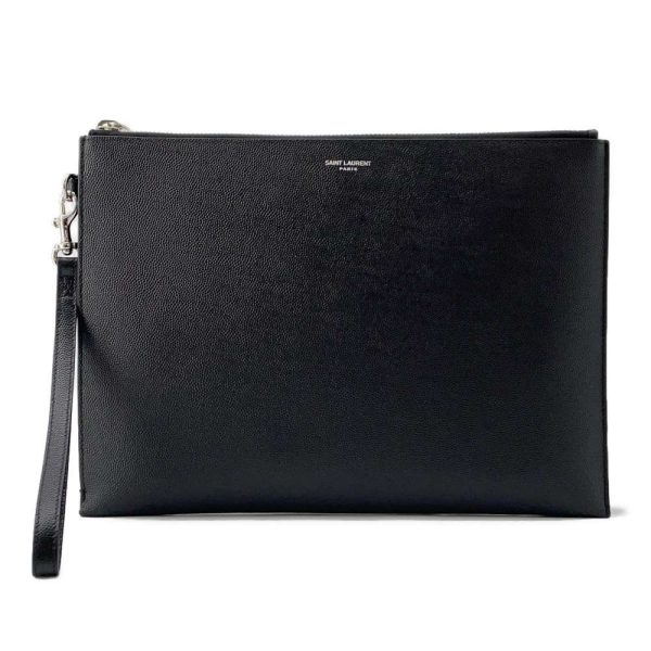 9676893 01 Saint Laurent Paris Zip Tablet Holder Clutch Bag Black