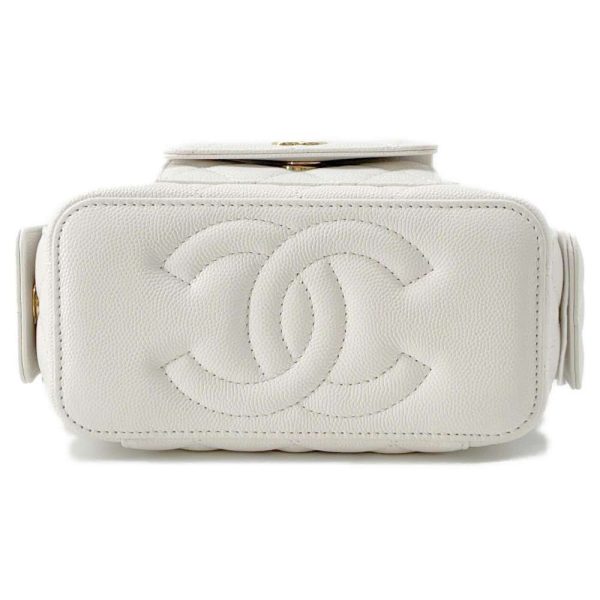 9681927 03 CHANEL CocoMark Vanity Caviar Skin Chain Bag White