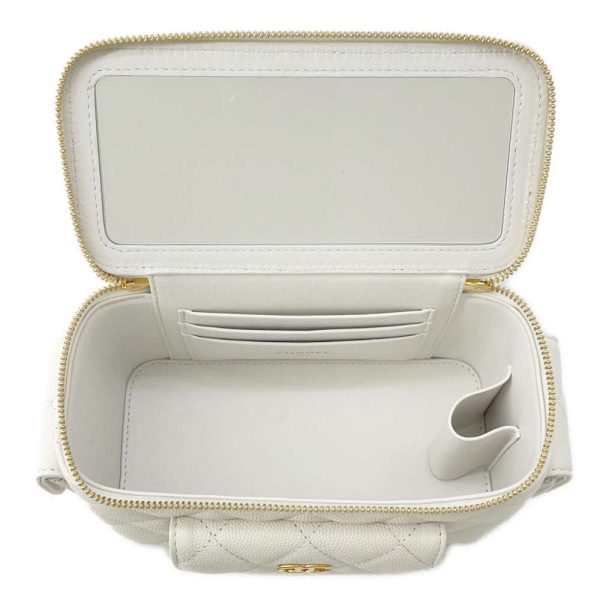 9681927 05 CHANEL CocoMark Vanity Caviar Skin Chain Bag White