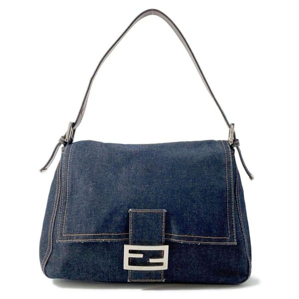 9682139 01 Fendi Mamma Bucket Denim One Shoulder Bag