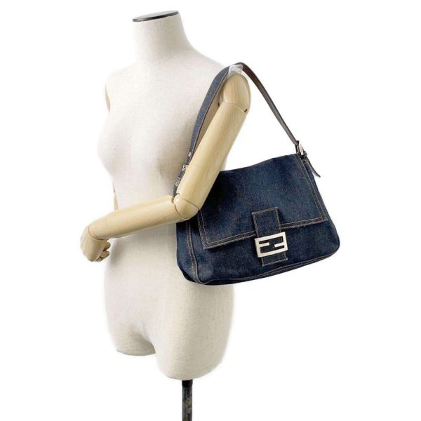 9682139 04 Fendi Mamma Bucket Denim One Shoulder Bag