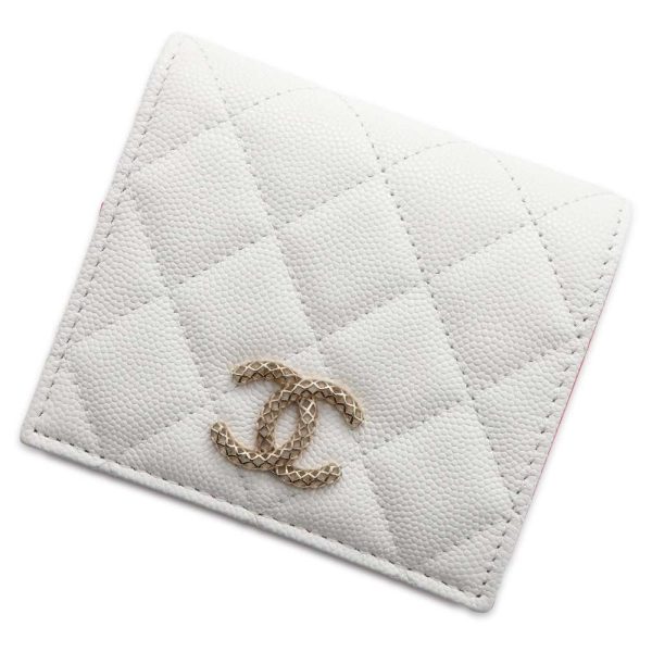 9682412 01 Chanel Wallet Matelasse Caviar Skin White