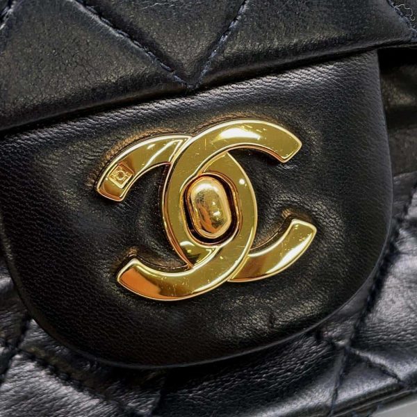 9683969 15 CHANEL 25 Matelasse Lambskin Double Chain Shoulder Bag Black