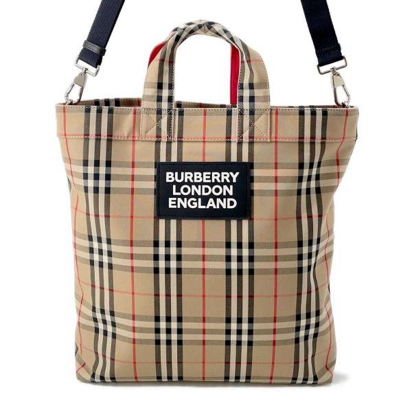 9684355 01 Burberry Check Nylon Tote Bag