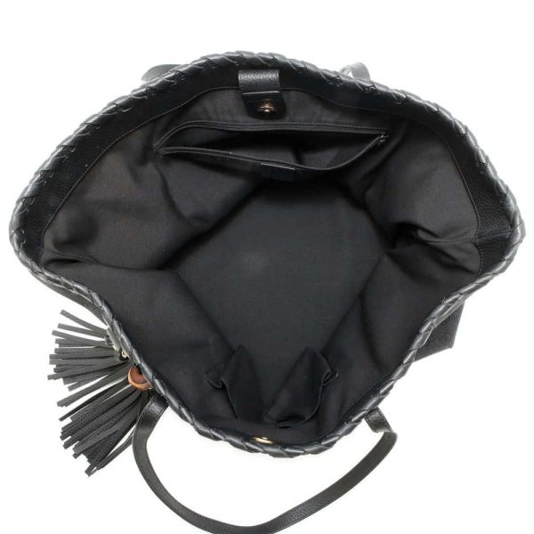 9684485 05 Gucci GG Tote Bag Fringe Charm Black