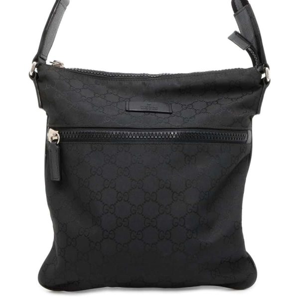 9684553 01 Gucci GG Nylon Shoulder Bag Black