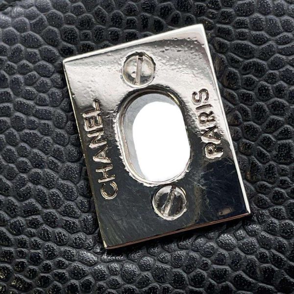 9685383 07 Chanel Matelasse Single Flap Chain Bag Caviar Skin Black