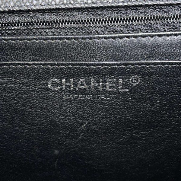 9685383 13 Chanel Matelasse Single Flap Chain Bag Caviar Skin Black