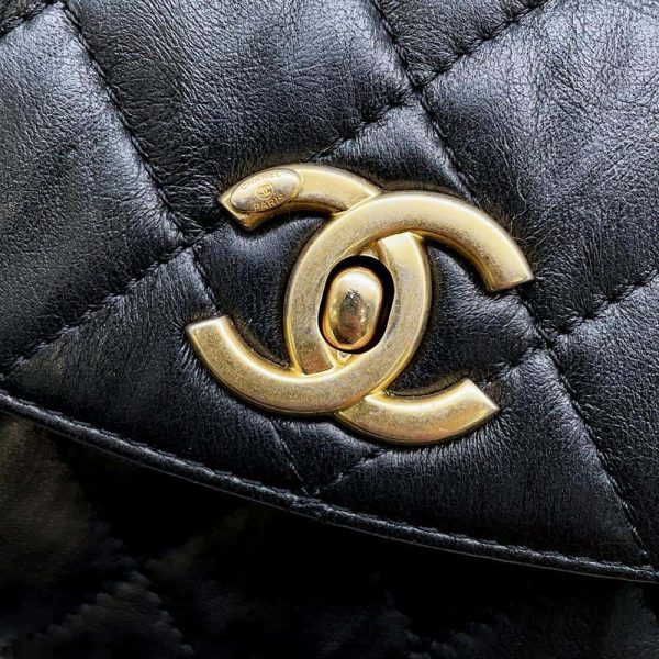 9685413 10 CHANEL Matelasse Top Handle 2way Chain Shoulder Bag Lambskin Black