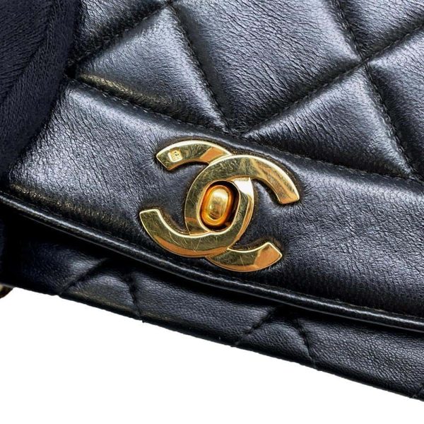 9685475 13 Chanel Diana Matelasse Chain Shoulder Bag Lambskin Black