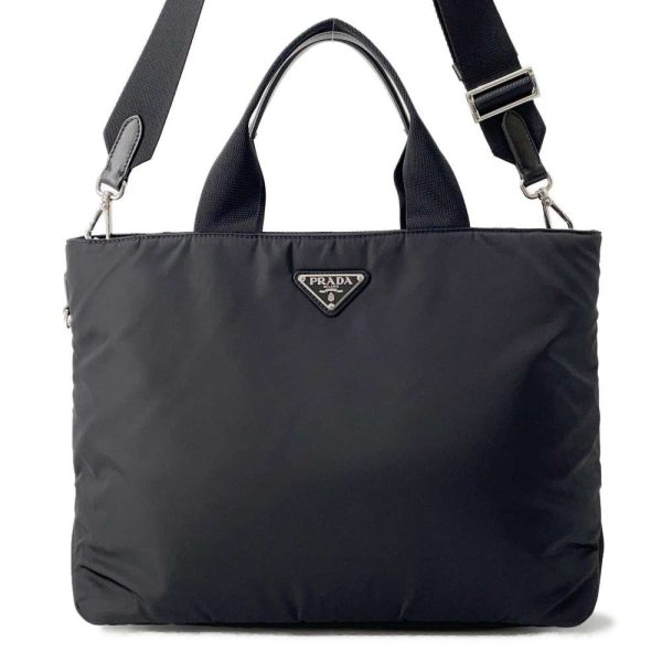 9685918 01 Prada Nylon Triangle 2way Handbag Black