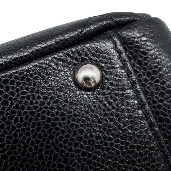 9686625 11 CHANEL Matelasse Double Chain Caviar Skin Tote Bag Black