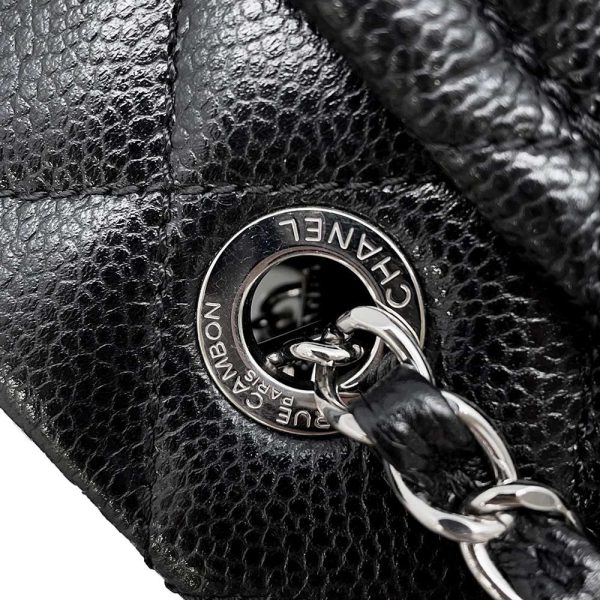 9686625 12 CHANEL Matelasse Double Chain Caviar Skin Tote Bag Black