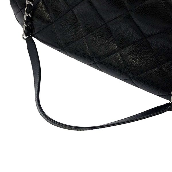 9686625 14 CHANEL Matelasse Double Chain Caviar Skin Tote Bag Black