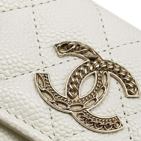 9686793 06 CHANEL Matelasse Chain Motif Coco Mark Caviar Skin Card Case