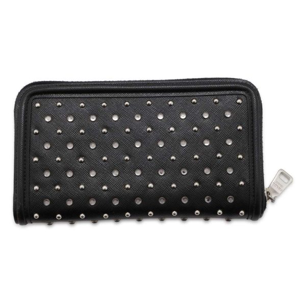 9686809 03 Prada Bijou Studs Saffiano Long Wallet Black