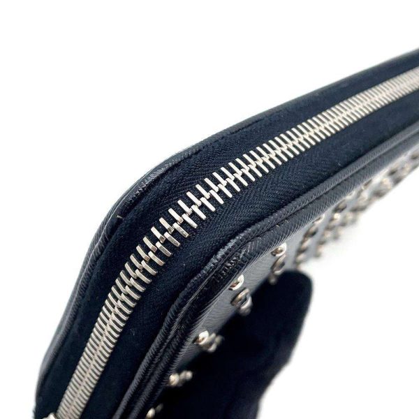 9686809 08 Prada Bijou Studs Saffiano Long Wallet Black