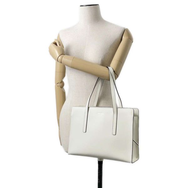 9687073 04 Prada Re Edition 1995 Medium Brushed Tote Bag White