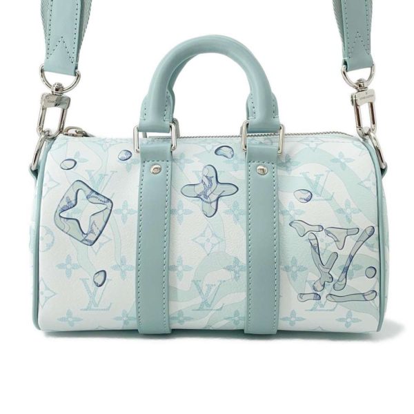 9688155 01 Louis Vuitton Keepall Bandouliere 25 Handbag Monogram Aqua Garden