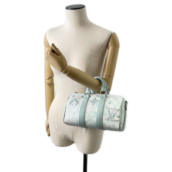 9688155 04 Louis Vuitton Keepall Bandouliere 25 Handbag Monogram Aqua Garden