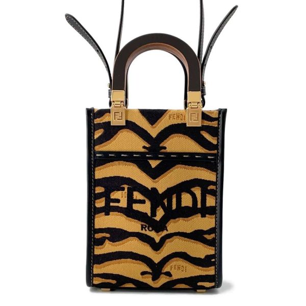 9688322 01 Fendi Sunshine Shopper Small Handbag 2way Shoulder Bag Black