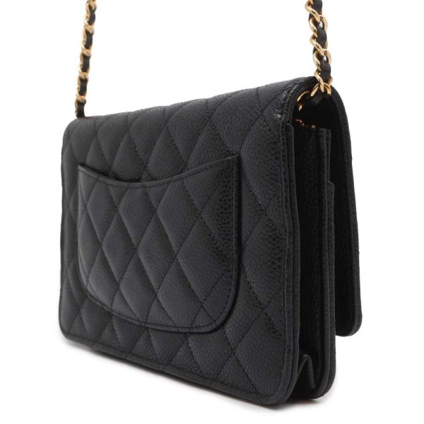 9689503 02 Chanel Matelasse Chain Wallet Caviar Skin Black