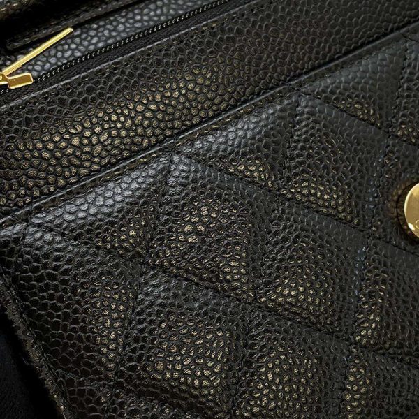 9689503 08 Chanel Matelasse Chain Wallet Caviar Skin Black