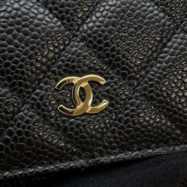 9689503 09 Chanel Matelasse Chain Wallet Caviar Skin Black