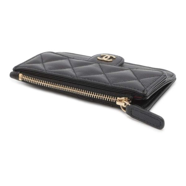 9689510 02 CHANEL Matelasse Quilted Caviar Skin Card Case Black