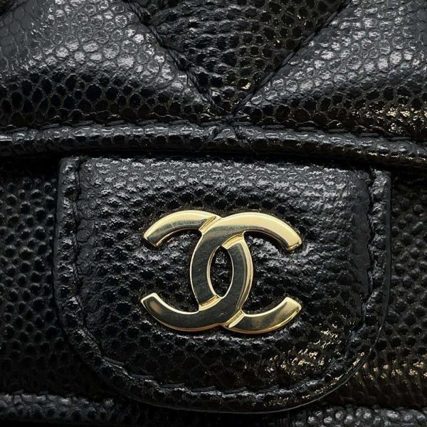 9689510 06 CHANEL Matelasse Quilted Caviar Skin Card Case Black