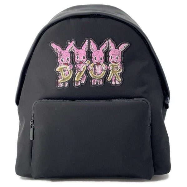 9691735 01 Christian Dior Rabbit Nylon Backpack Black