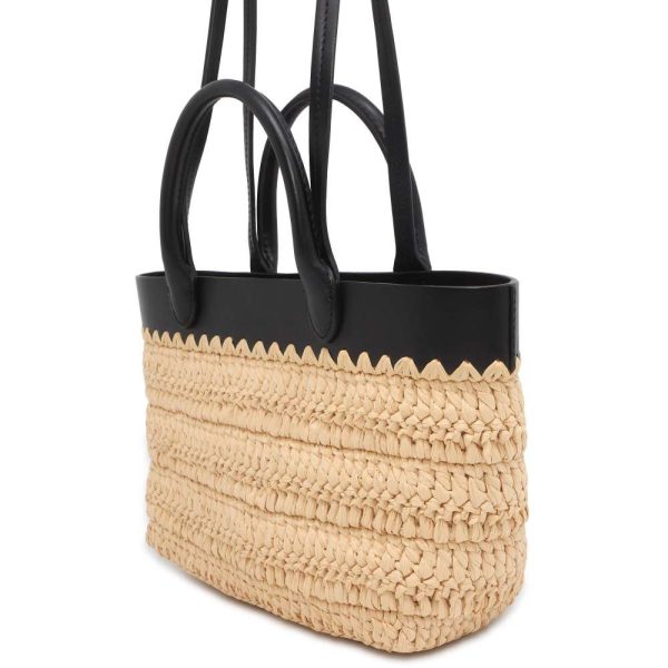 9692169 02 Prada Crochet Mini Raffia Tote Bag Black