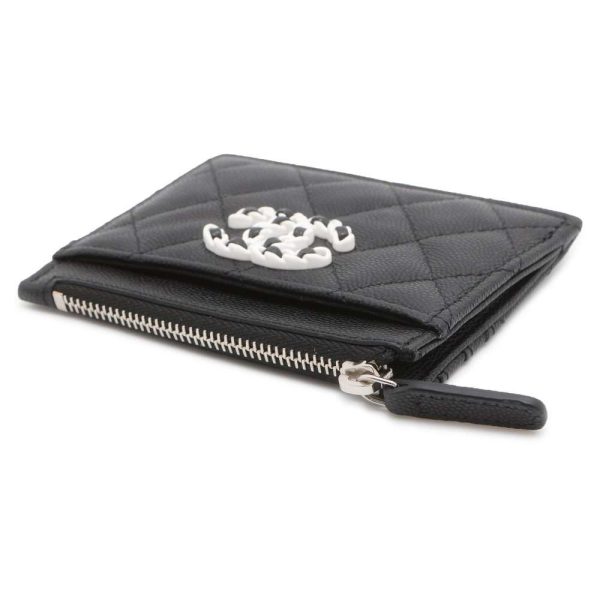 9692992 02 CHANEL Coco Mark Matelasse Caviar Skin Coin Case Black