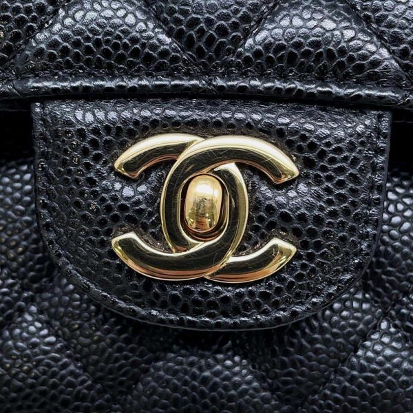 9693166 13 Chanel Double Chain Shoulder Bag Matelasse 25 Caviar Skin Black