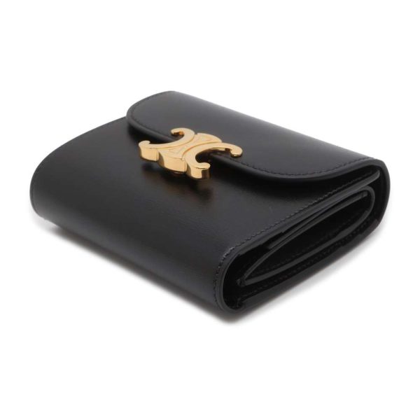 9694743 02 Celine Triomphe Small Flap Wallet Black