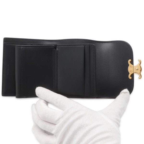 9694743 05 Celine Triomphe Small Flap Wallet Black