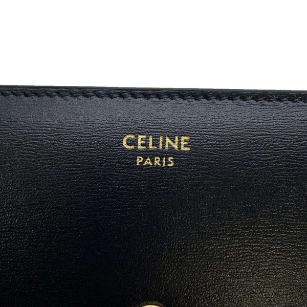 9694743 11 Celine Triomphe Small Flap Wallet Black