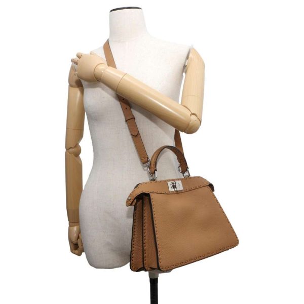 9695474 04 Fendi Selleria Peekaboo Isee You Small 2way Shoulder Bag Tan