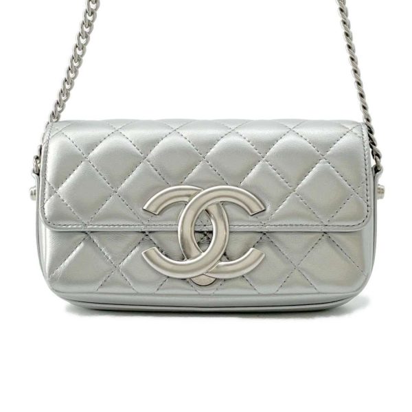 9696945 01 CHANEL Matelasse Coco Mark Mini Pochette Lambskin Chain Shoulder Bag