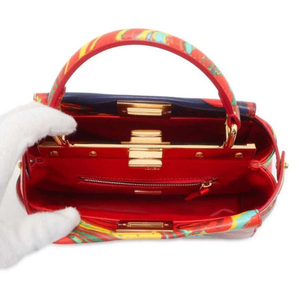 9698086 06 Fendi Mini Peekaboo Marble Handbag 2way Shoulder Bag