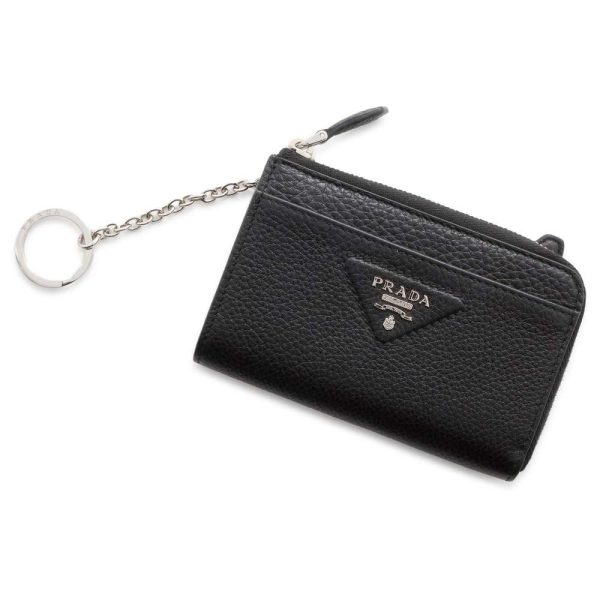 9699212 01 Prada Triangle Coin Case Key Case Black