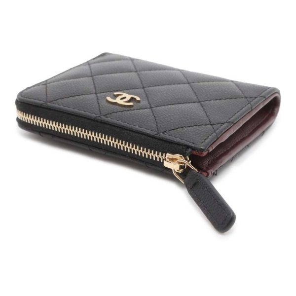 9699687 02 CHANEL L shaped Matelasse Caviar Skin Coin Case Black