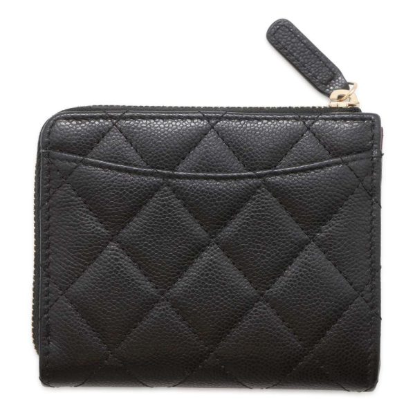 9699687 03 CHANEL L shaped Matelasse Caviar Skin Coin Case Black