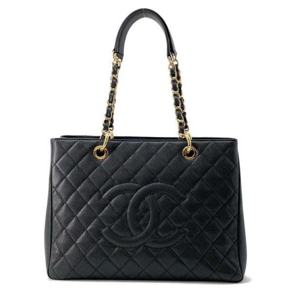 9701397 01 CHANEL Matelasse Caviar Skin Chain Tote Bag Black