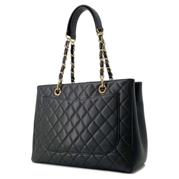 9701397 02 CHANEL Matelasse Caviar Skin Chain Tote Bag Black