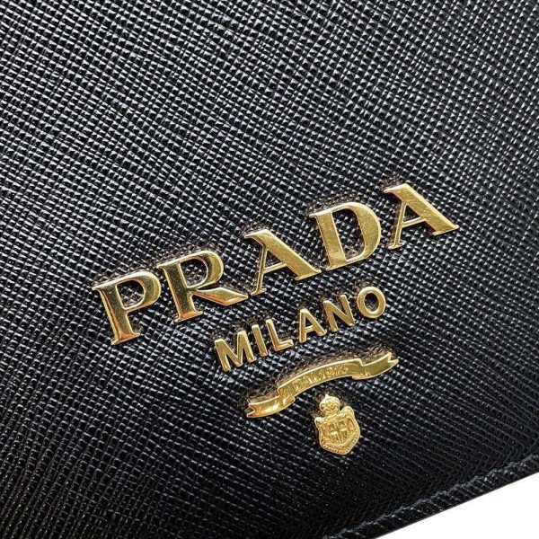 9704169 11 Prada Saffiano Chain Shoulder Bag Black