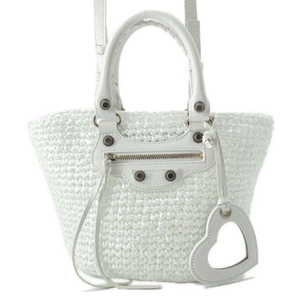 9705012 01 Balenciaga Le Cagole Pannier Small Nylon Handbag White